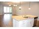 Gourmet kitchen featuring an island with stainless steel appliances and granite countertops at 17833 Althea Blue Pl, Lutz, FL 33558
