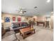 Spacious game room featuring a pool table, wet bar, comfortable seating, and foosball table at 1804 Bella Casa Ct, Tampa, FL 33618