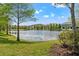 Scenic view of the pond within the community, surrounded by well-maintained lawns and trees at 18872 Noble Caspian Dr, Lutz, FL 33558