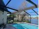 Enclosed pool with serene lake view, combining relaxation and natural beauty at 23059 Geneva Rd, Land O Lakes, FL 34639
