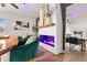 Dining area with an electric fireplace and stylish decor at 3011 49Th S Ter, St Petersburg, FL 33712