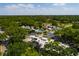 Aerial view of townhomes with mature trees, pool, and manicured lawns at 4207 Fairway Run, Tampa, FL 33618