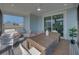 Cozy screened patio with a wooden dining table, comfortable seating, and a view of the outdoors at 4215 Saltwater Pearl Way, Cortez, FL 34215