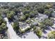 Aerial view showcasing the property with a fenced yard, solar panels, and mature trees at 921 24Th N Ave, St Petersburg, FL 33704