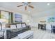Inviting living room provides comfortable seating, a ceiling fan, and natural light at 921 24Th N Ave, St Petersburg, FL 33704
