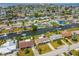 This aerial view shows waterfront homes along canals, docks, and waterfront living in a well-established community at 13617 Frances Ave, Hudson, FL 34667