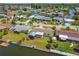 Aerial view of waterfront homes along canals, docks, and waterfront living with landscaping in an established neighborhood at 13617 Frances Ave, Hudson, FL 34667