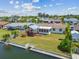 Aerial view of backyard with a gazebo and access to the canal at 13617 Frances Ave, Hudson, FL 34667