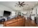 Open concept living area flows to a gourmet kitchen with modern finishes and fixtures at 182 E Canal Dr, Palm Harbor, FL 34684