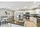 Bright kitchen with stainless steel appliances, granite countertops, an island, and a connected dining area at 2815 W Estrella St, Tampa, FL 33629