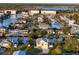 Aerial view featuring canal-front homes and docks showcasing a tranquil waterfront community at 4116 Diaz Ct, Hernando Beach, FL 34607