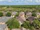 Aerial view of townhomes with lush greenery providing privacy and a serene residential environment at 5717 Kingletsound Pl, Lithia, FL 33547