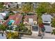 Charming neighborhood aerial view featuring lush tropical landscaping and a swimming pool at 646 16Th Ne Ave, St Petersburg, FL 33704