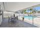 Covered outdoor patio with ample seating and a view of the refreshing pool at 827 Virginia St, Dunedin, FL 34698