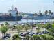 Community view features a large parking area, and ships in port in the background at 912 Channelside Dr # 2501, Tampa, FL 33602