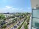 An expansive city view overlooking roads, palm trees and city skyline under a blue sky at 912 Channelside Dr # 2501, Tampa, FL 33602
