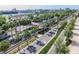 Inviting street view with lush palm trees and a vibrant trolley car on tracks adjacent to the road at 912 Channelside Dr # 2501, Tampa, FL 33602