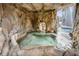 Unique lagoon-style spa with rock waterfall feature and detailed stonework and a decorative iguana accent at 9607 Orange Jasmine Way, Tampa, FL 33647