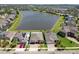 Expansive aerial view of homes surrounding a large lake in a beautiful residential community at 10008 Celtic Ash Dr, Ruskin, FL 33573