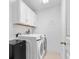 Laundry room featuring a washer and dryer, utility sink and ample storage in white cabinets at 11260 Kapok Grand Cir, Madeira Beach, FL 33708