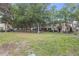 Scenic backyard with well-maintained lawn and mature shade trees surrounding the property at 12937 Trade Port Pl, Riverview, FL 33579
