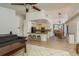 Open concept kitchen and dining area with a breakfast bar, modern appliances, and a charming dining set at 1793 Pipers Meadow Dr, Palm Harbor, FL 34683