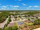 Aerial view of a neighborhood featuring neatly arranged homes with well-kept lawns and tree-lined streets under a sunny sky at 13096 Linzia Ln, Spring Hill, FL 34609