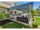 Inviting covered patio with outdoor bar, TV, and comfortable seating area overlooking the pool at 14344 83Rd Pl, Seminole, FL 33776