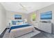 Bright bedroom with stylish blue accents, comfortable bedding, and ample natural light at 24549 Nova Ln, Punta Gorda, FL 33980