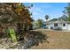 There are lawn chairs set on a mat with a view of the backyard and sitting area at 2610 58Th S St, Gulfport, FL 33707