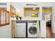 Convenient laundry room with modern washer and dryer, shelving, and stylish decor elements at 2610 58Th S St, Gulfport, FL 33707