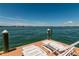 Waterfront dock featuring lounge chairs on the water with a table perfect for relaxing by the beautiful water at 3 Paradise Ln, Treasure Island, FL 33706