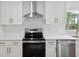 Modern kitchen with white cabinets, stainless steel appliances, and a stylish range hood at 445 33Rd N Ave, St Petersburg, FL 33704