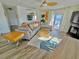 Inviting living room with water views, fireplace, and stylish decor at 5285 Coquina Key Se Dr # C, St Petersburg, FL 33705