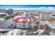 A high-angle aerial view of the condominium community amidst the cityscape and a scenic waterfront at 700 S Harbour Island Blvd # 143, Tampa, FL 33602
