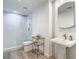 Bathroom with a glass enclosed shower and a pedestal sink at 700 S Harbour Island Blvd # 143, Tampa, FL 33602