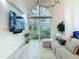 Living space with a view, modern TV, chandelier, and comfortable seating at 700 S Harbour Island Blvd # 143, Tampa, FL 33602