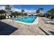 Inviting community pool with lounge chairs surrounded by lush landscaping and blue skies at 110 W Cypress Ct, Oldsmar, FL 34677
