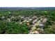 Expansive aerial view of a residential neighborhood surrounded by lush greenery and mature trees at 1655 Eagles Reach, Tarpon Springs, FL 34688
