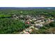 Overhead angle of a neighborhood featuring well-maintained homes amid natural landscapes and tree coverage at 1655 Eagles Reach, Tarpon Springs, FL 34688