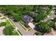 Aerial view of private home and pool surrounded by trees at 1655 Eagles Reach, Tarpon Springs, FL 34688