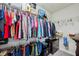 Organized walk-in closet filled with clothing and accessories, offering ample storage space at 28683 Lucero Ln, Wesley Chapel, FL 33543