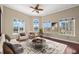 Bright living room with hardwood floors and large windows offering a beautiful city view at 700 S Harbour Island Blvd # 813, Tampa, FL 33602