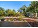 Landscaped backyard featuring a brick path and lush tropical greenery at 7909 Garden N Dr, St Petersburg, FL 33710