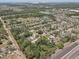 Picturesque aerial view shows a residential area, a tranquil lake and lush green spaces at 10524 White Peacock Pl, Riverview, FL 33578