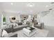 Inviting open-concept living space features neutral tones, modern furnishings, and seamless flow to kitchen and dining at 11022 Moonsail Dr, Parrish, FL 34219