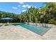 Relaxing backyard pool surrounded by lush tropical landscaping and a textured stone spillway at 5025 W Homer Ave, Tampa, FL 33629
