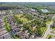 A beautiful aerial view of a neighborhood with mature trees and a scenic lake in the distance at 8248 Sequester Loop, Land O Lakes, FL 34637