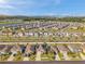 Elevated view showcasing modern homes with solar panels, surrounded by green lawns, trees, and a well-maintained street at 4201 Globe Thistle Dr, Tampa, FL 33619