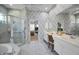 Primary bathroom featuring a vanity, a separate shower, and a soaking tub at 4693 Aylesford Dr, Palm Harbor, FL 34685